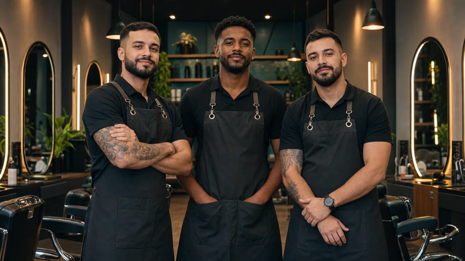 Equipe de profissionais do salão